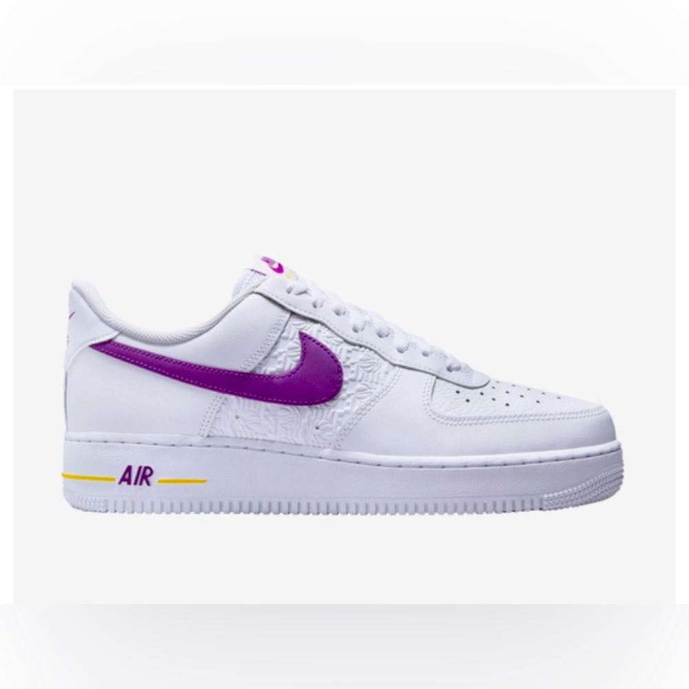 Nike Air Force 1 Size: Mens 12 Color: White/Bold Berry & Speed Yellow